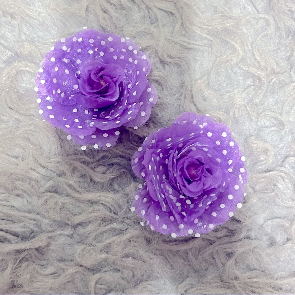 2-Pack Purple Polka Dot Flower Hair Clips